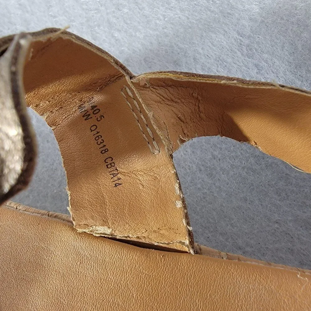 Korks Kork Ease‎ Sherlyn Wedge Sandals 40.5 US 9 Gold Leather Platform Strap
